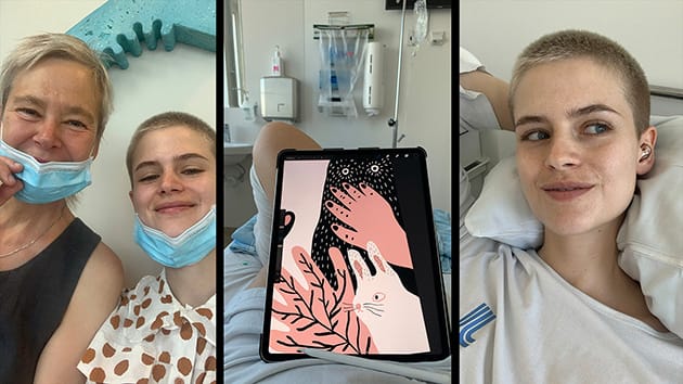 kollage privata bilder från sjukhus