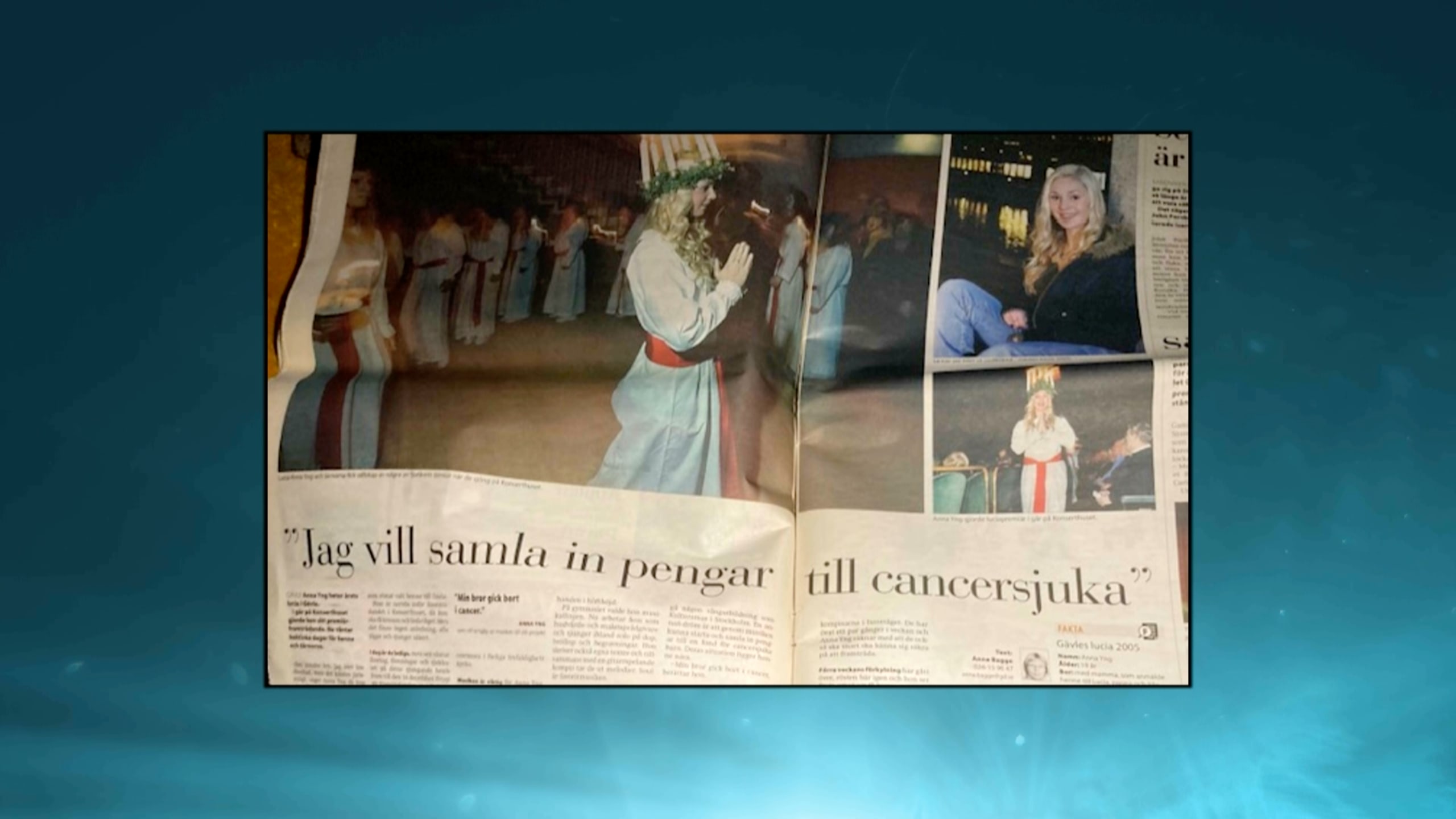 tidningsurklipp från dagstidning på luciatåg